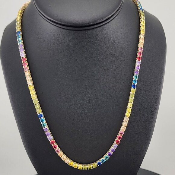 Jewelry - Rainbow Radiance – Sterling Silver Multi-Gemstone Tennis Necklace